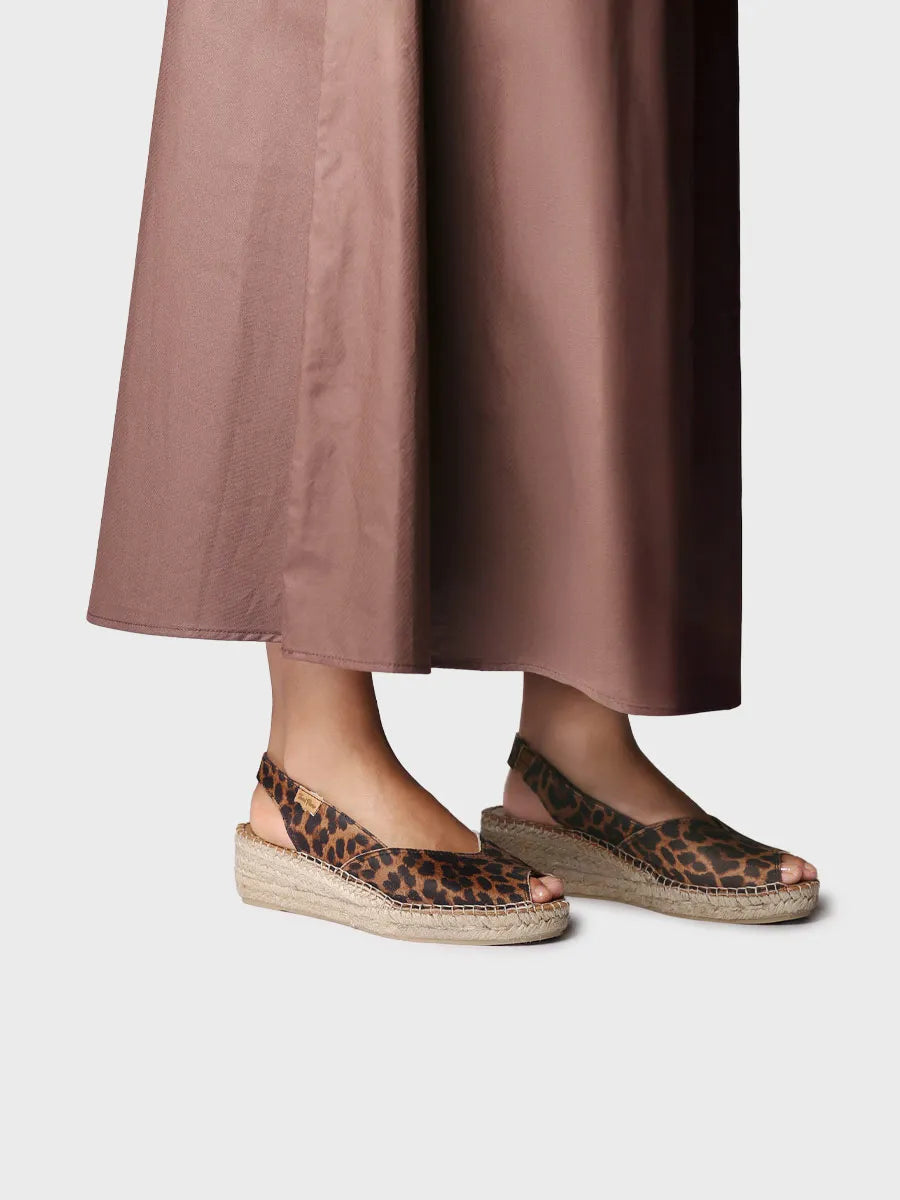 Alpargatas mujer - Alpargata peep toe de mujer con cuña en piel | BERNIA-P  - Toni Pons  