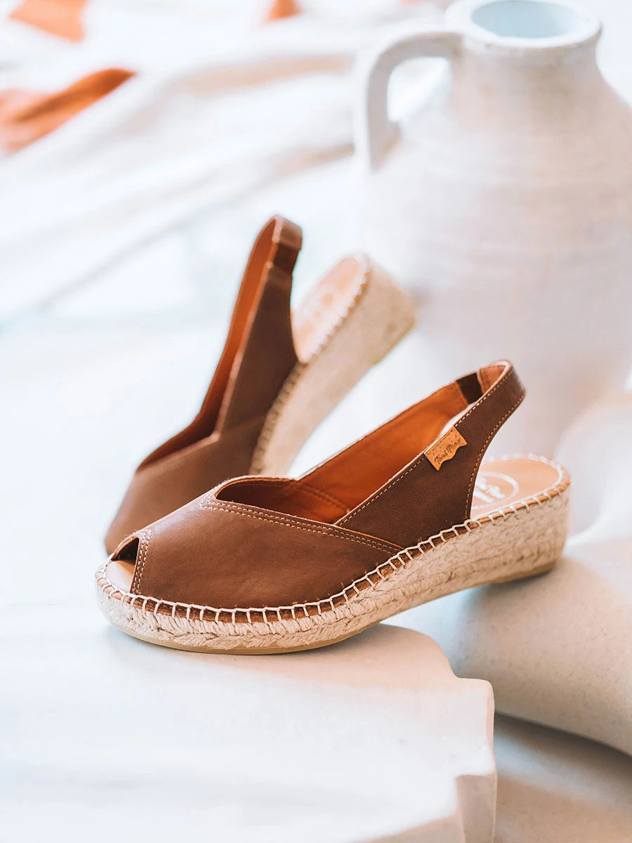  - Alpargata peep toe de mujer con cuña en piel | BERNIA-P  - Toni Pons  