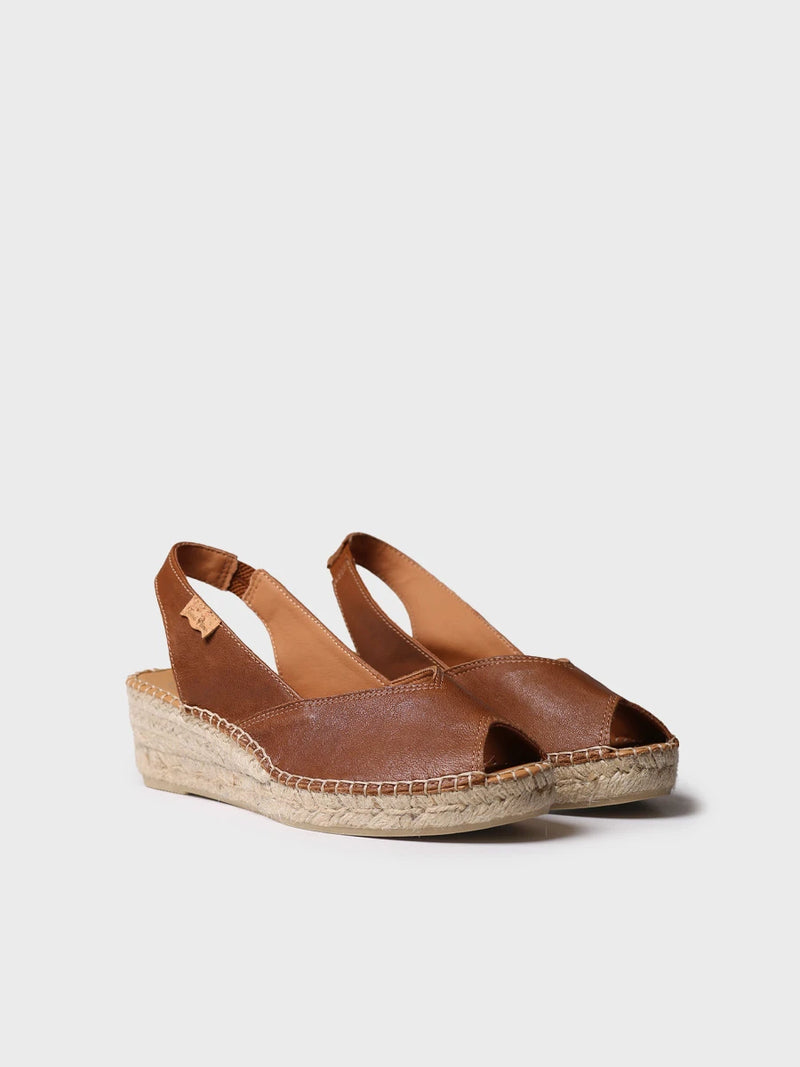  - Alpargata peep toe de mujer con cuña en piel | BERNIA-P  - Toni Pons  
