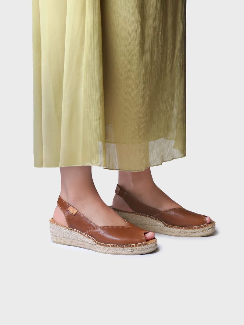  - Alpargata peep toe de mujer con cuña en piel | BERNIA-P  - Toni Pons  