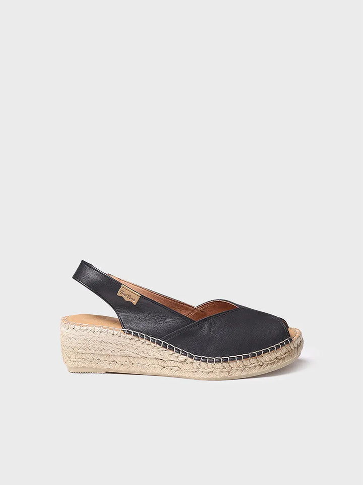 Alpargatas mujer - Alpargata peep toe de mujer con cuña en piel  - Toni Pons  
