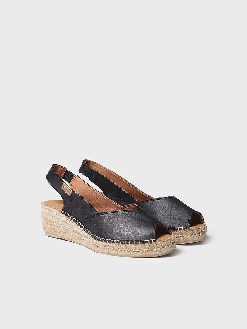 Alpargatas mujer - Alpargata peep toe de mujer con cuña en piel  - Toni Pons  