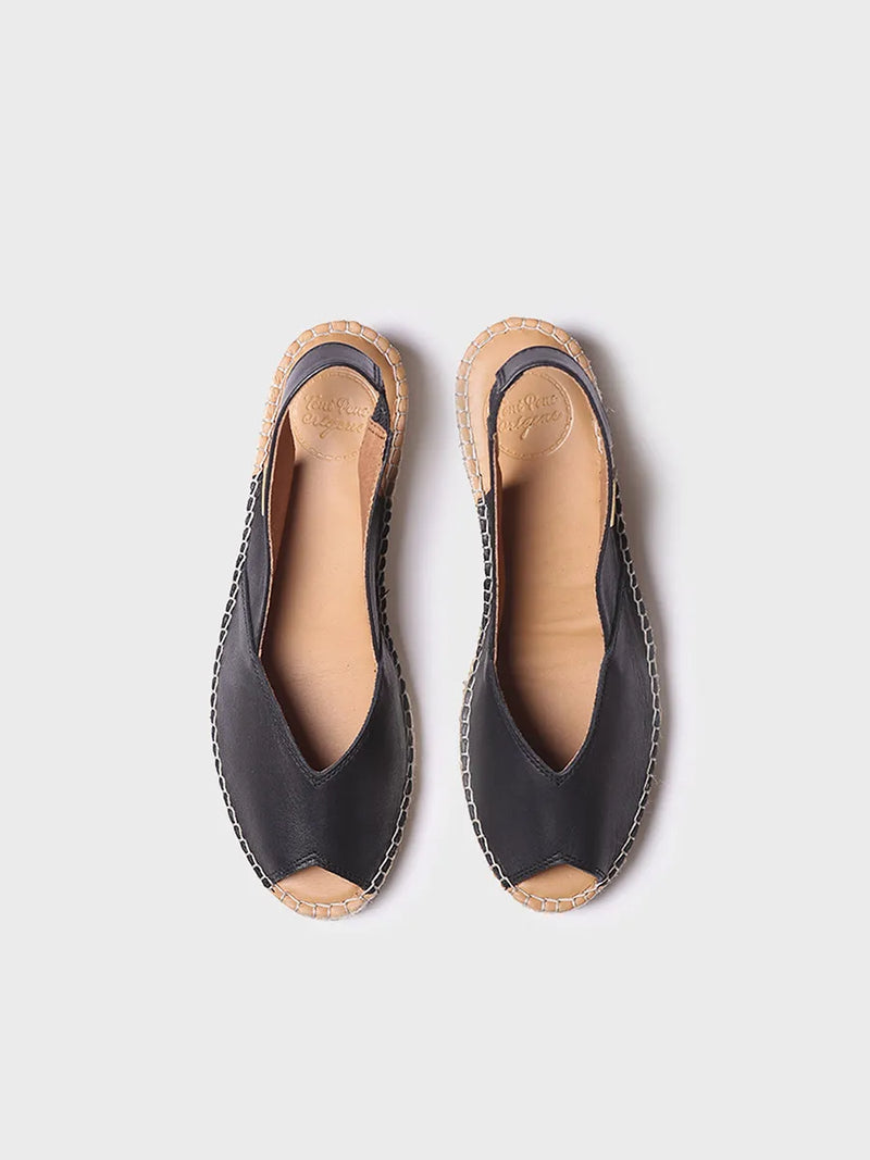 Alpargatas mujer - Alpargata peep toe de mujer con cuña en piel  - Toni Pons  