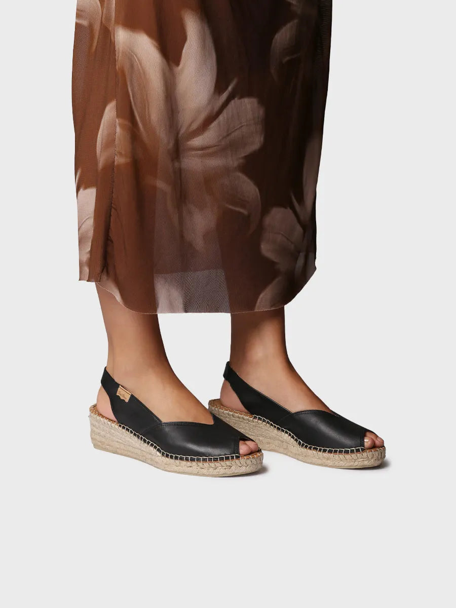 Alpargatas mujer - Alpargata peep toe de mujer con cuña en piel  | BERNIA-P  - Toni Pons  