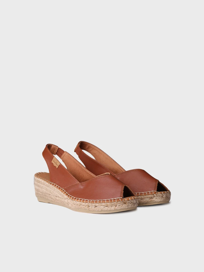  - Alpargata peep toe de mujer con cuña en piel | BERNIA-P  - Toni Pons  