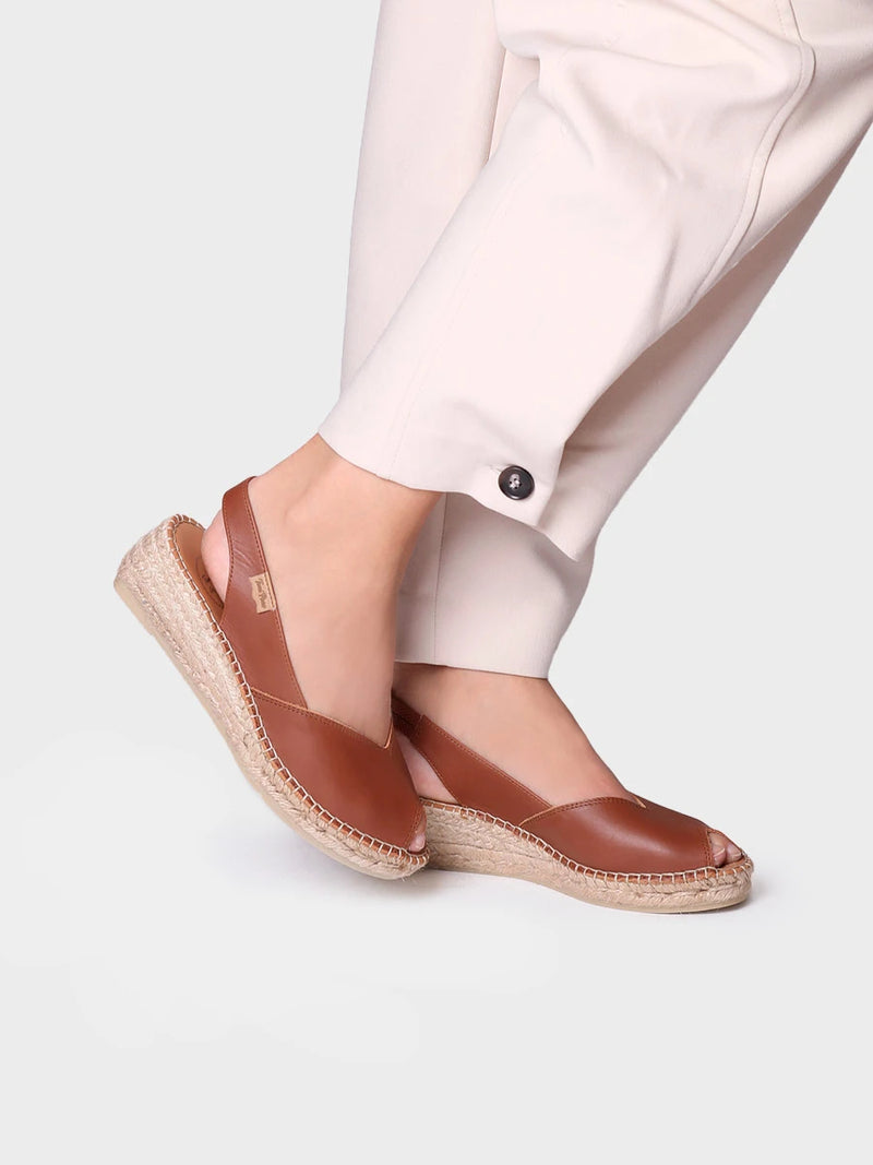  - Alpargata peep toe de mujer con cuña en piel | BERNIA-P  - Toni Pons  