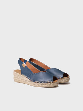 alpargatas mujer - Alpargata peep toe de mujer con cuña en piel | BERNIA-P  - Toni Pons  