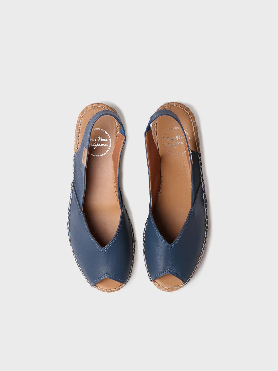 Esparto Espadrille Unisex Piatte Made In Spain, Blu, Taglia 38