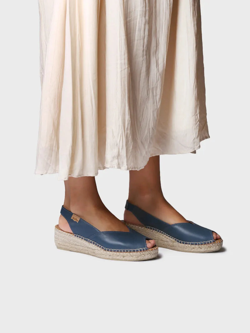Alpargatas mujer - Alpargata peep toe de mujer con cuña en piel | BERNIA-P  - Toni Pons  