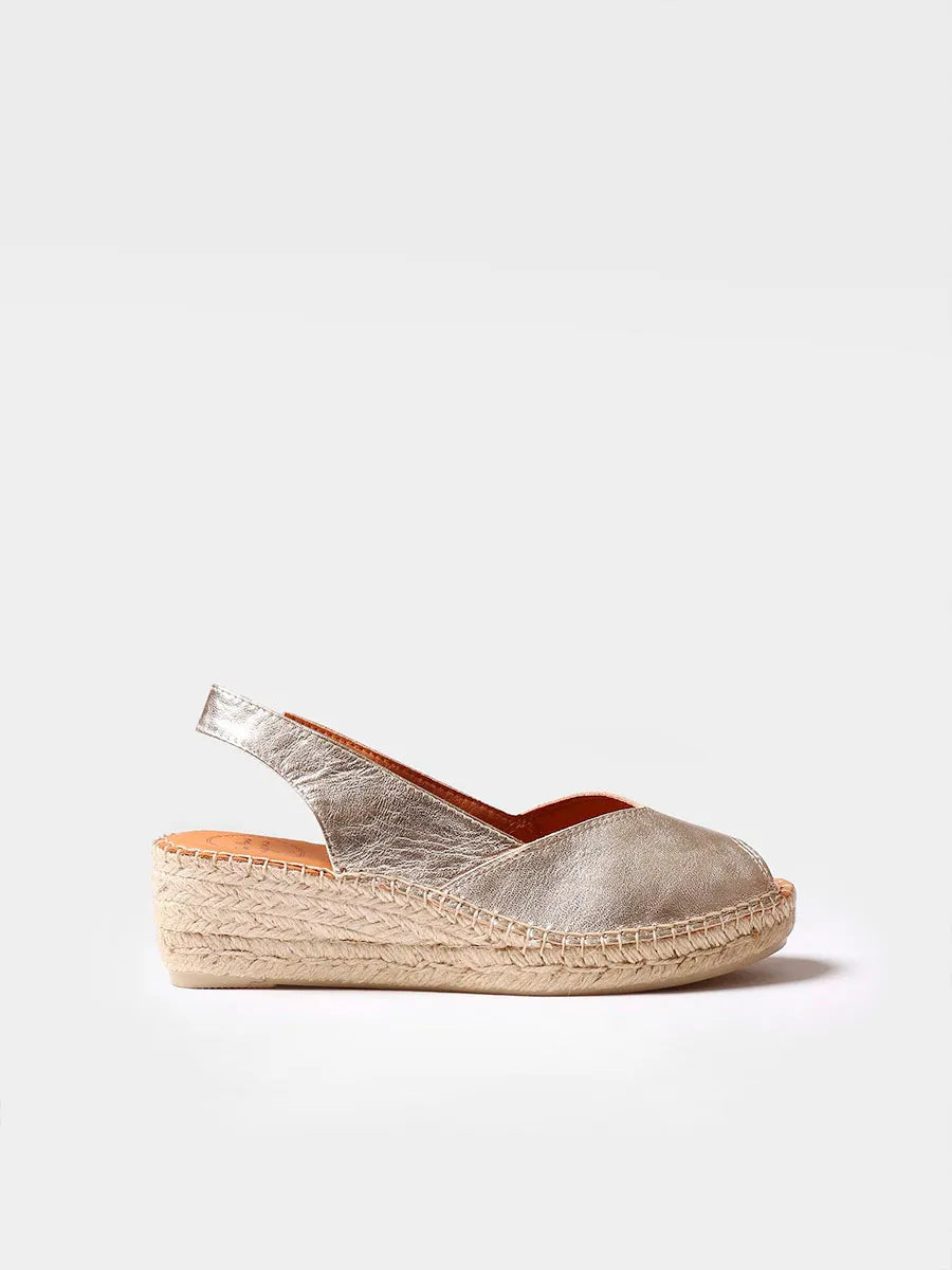 Espadrille à talon compensé et cuir pour femme 