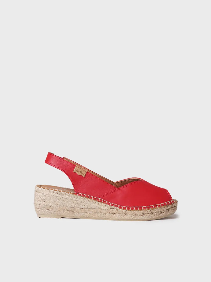 Espadrille à talon compensé et cuir pour femme 