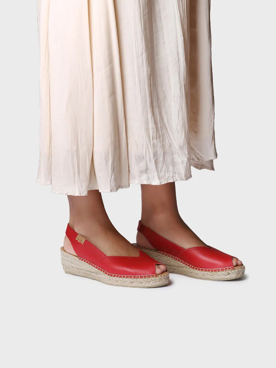 Alpargatas mujer - Alpargata peep toe de mujer con cuña en piel | BERNIA-P  - Toni Pons  