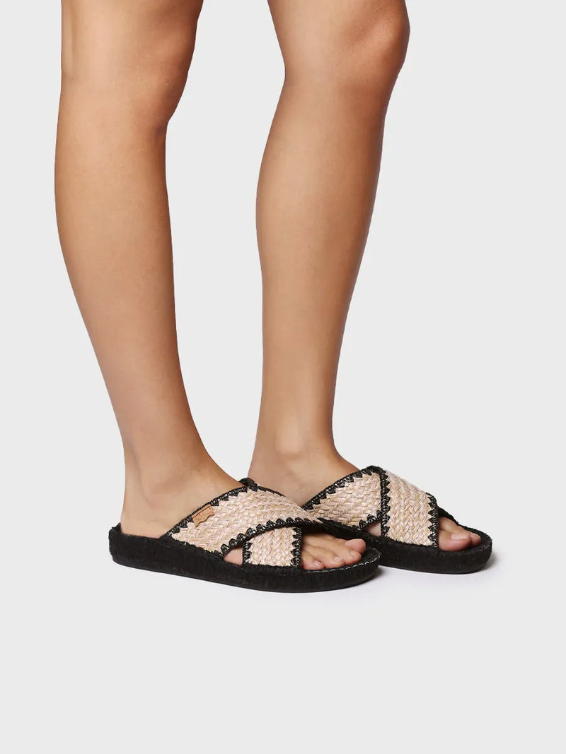 BERTA-IP - Flat women's espadrille in braided fabric with crossed