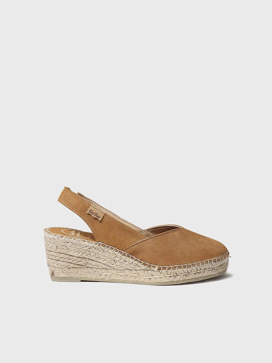 Espadrille pour femme à talon compensé fermée et daim 