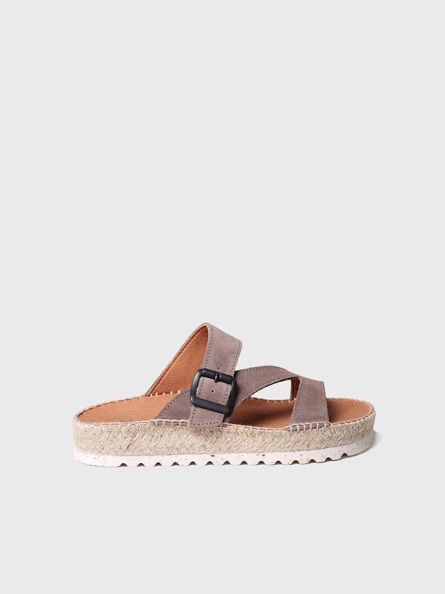 Flat sandal with crossed straps in Taupe colour - BIBI-A