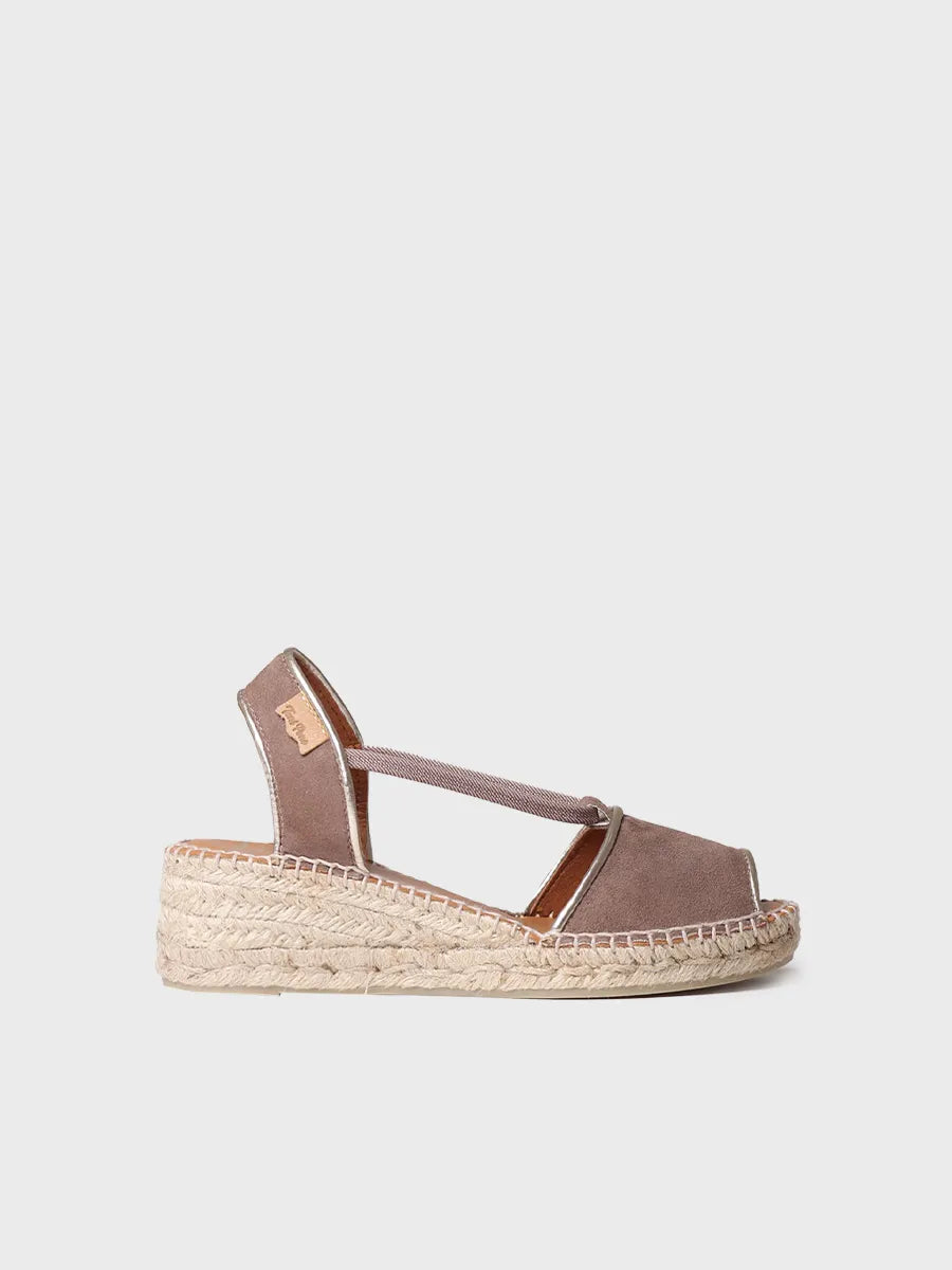 Espadrille à talon compensé pour femme et daim 