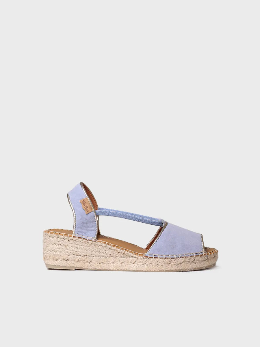 Espadrille à talon compensé pour femme et daim 