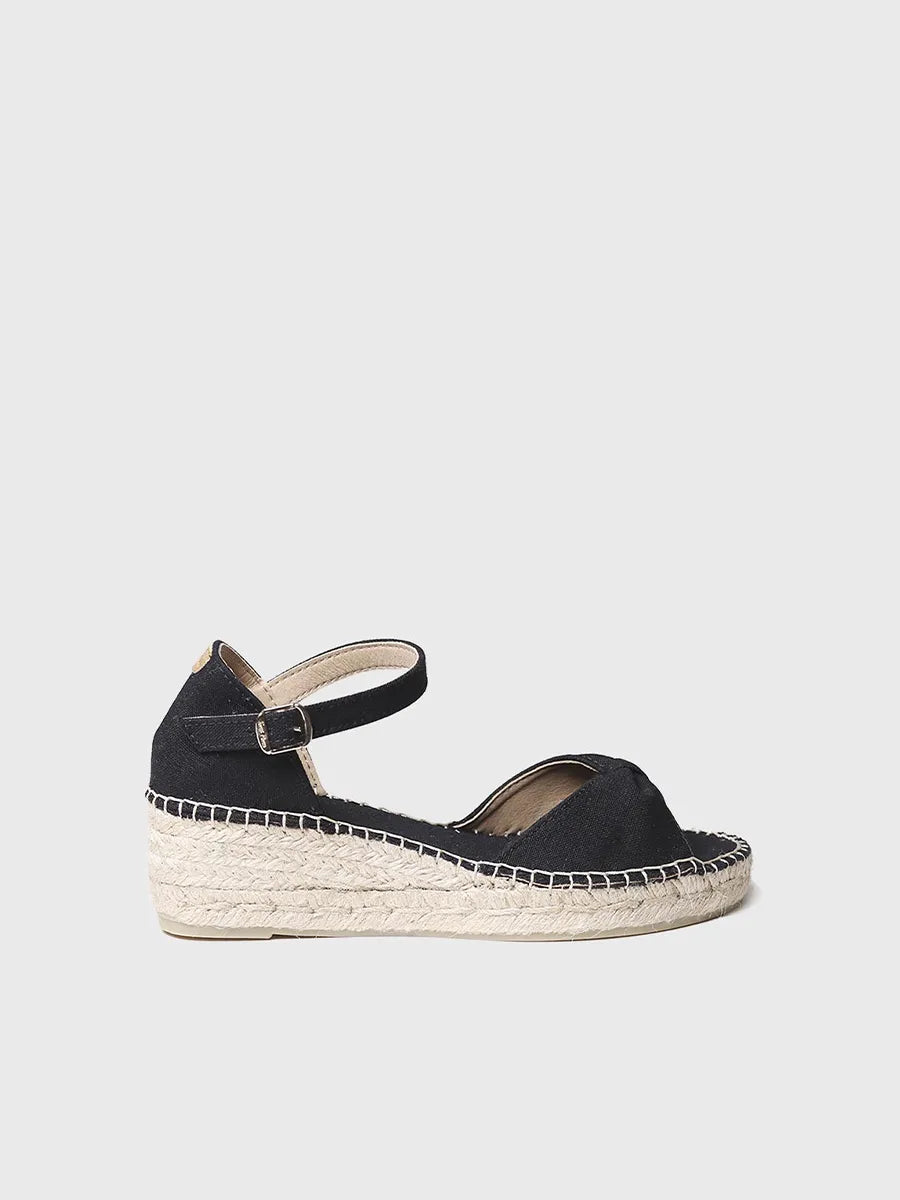 Espadrille lacée à talon compensé 