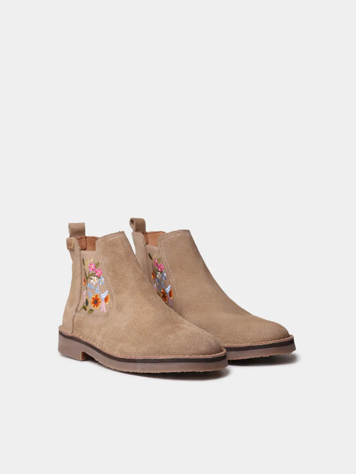 Botines mujer - Botín en serraje con bordados florales para mujer | BISBAL  - Toni Pons  