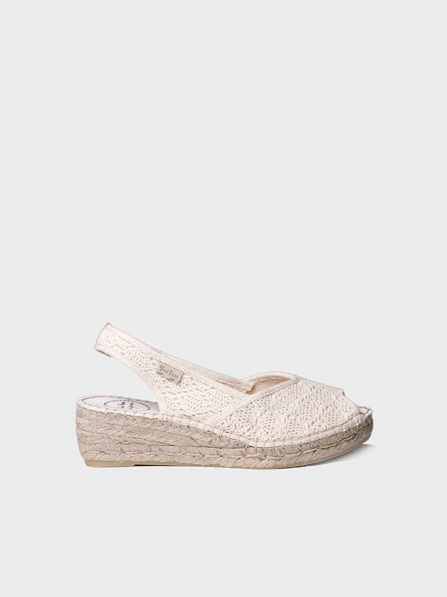 Espadrille peep toe à talon compensée en jute 