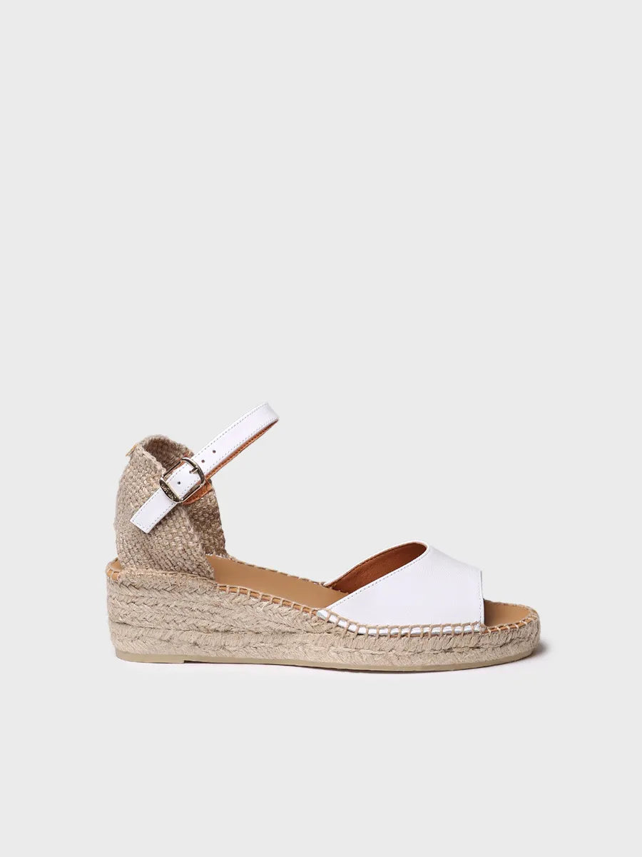 Open espadrille for women with low wedge