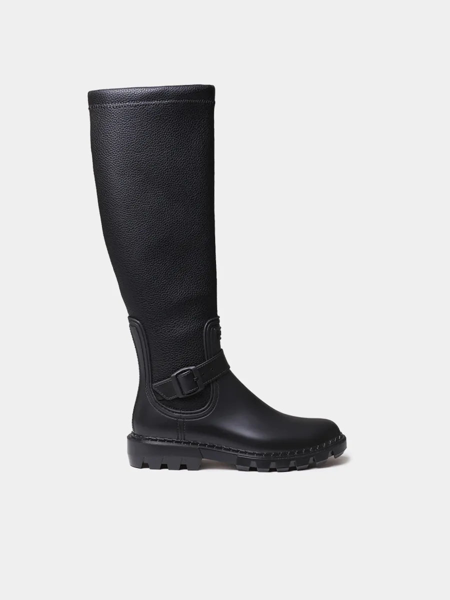 High women's rain boot in rubber and lycra