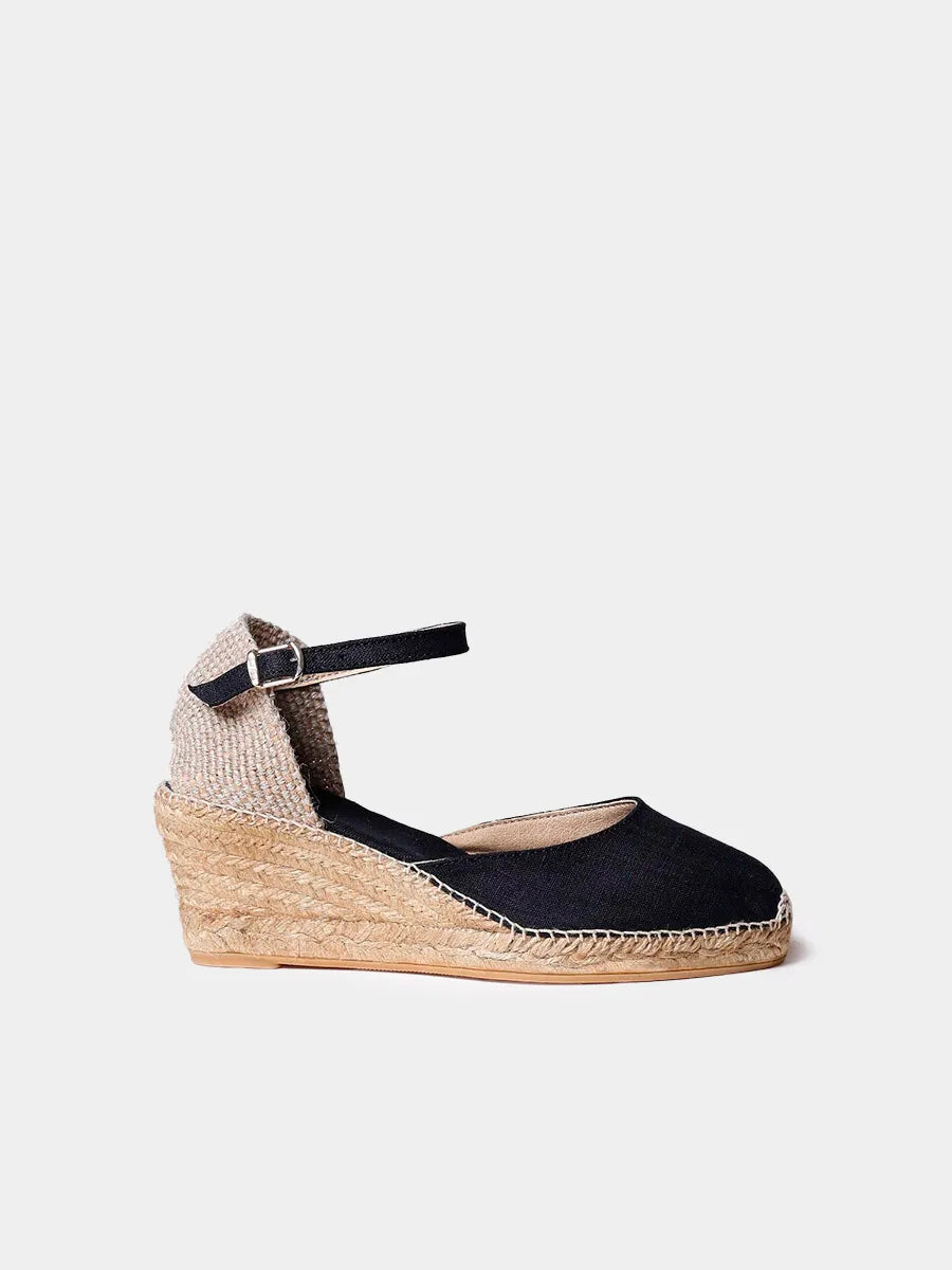 Espadrille compensée à boucle et jute 