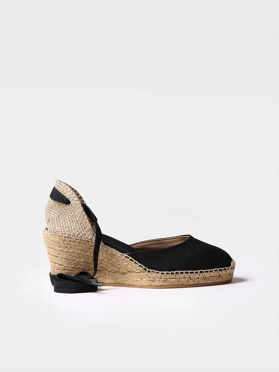 Espadrille valencienne à talon compensé à brides 