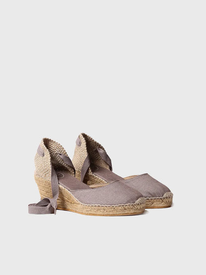 Espadrille valencienne à talon compensé à brides 