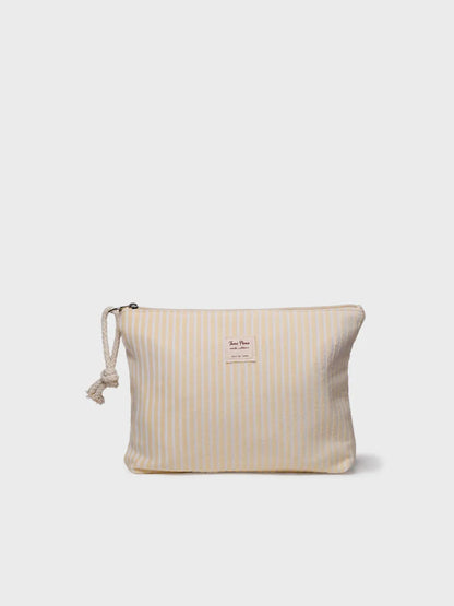 Striped toiletry bag in towel-like fabric with zipper