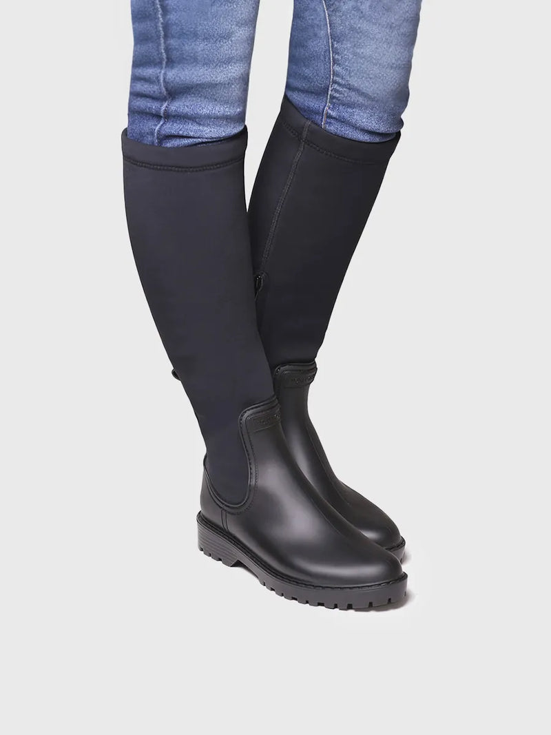 botas mujer - Bota alta de agua para mujer en goma y licra | CARDIFF  - Toni Pons  