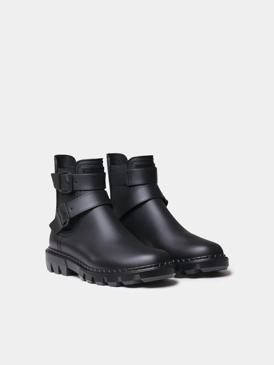Women's rain boots with shiny elastic bands