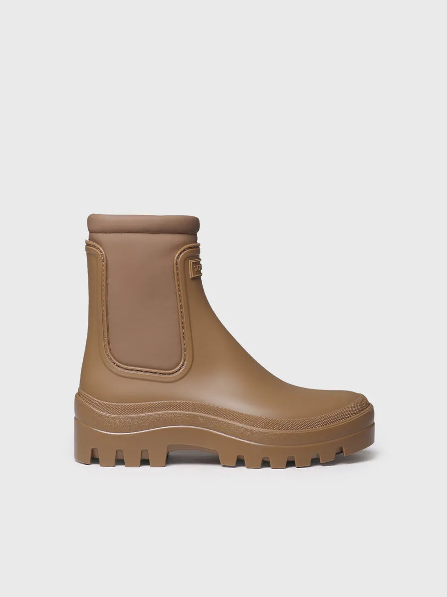 Bottines de pluie pour femme en néoprène couleur camel 