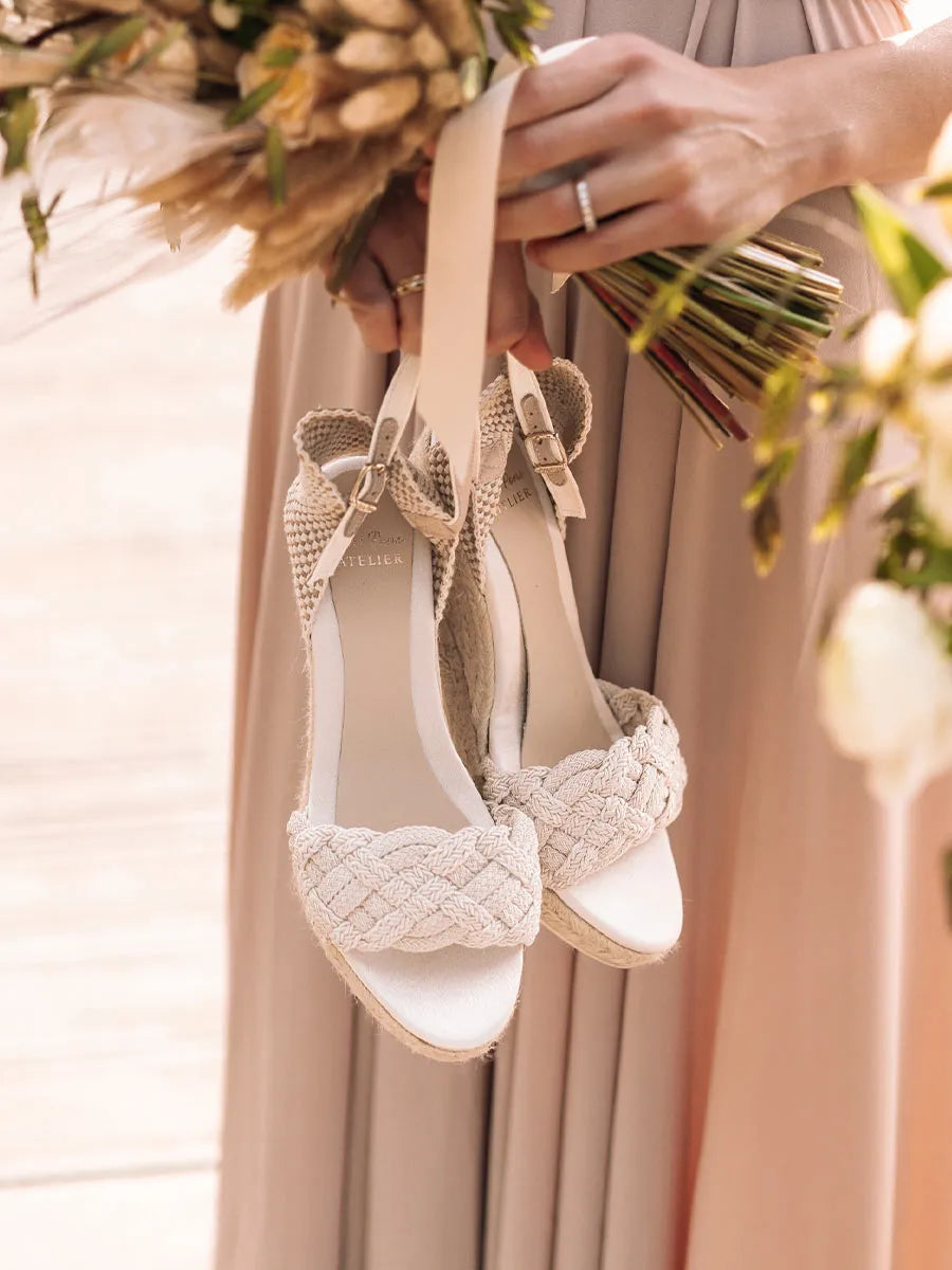 Bridal wedge espadrilles