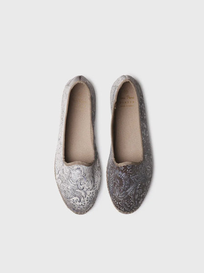 Ballerines en tissu jacquard velouté pour femme en beige 