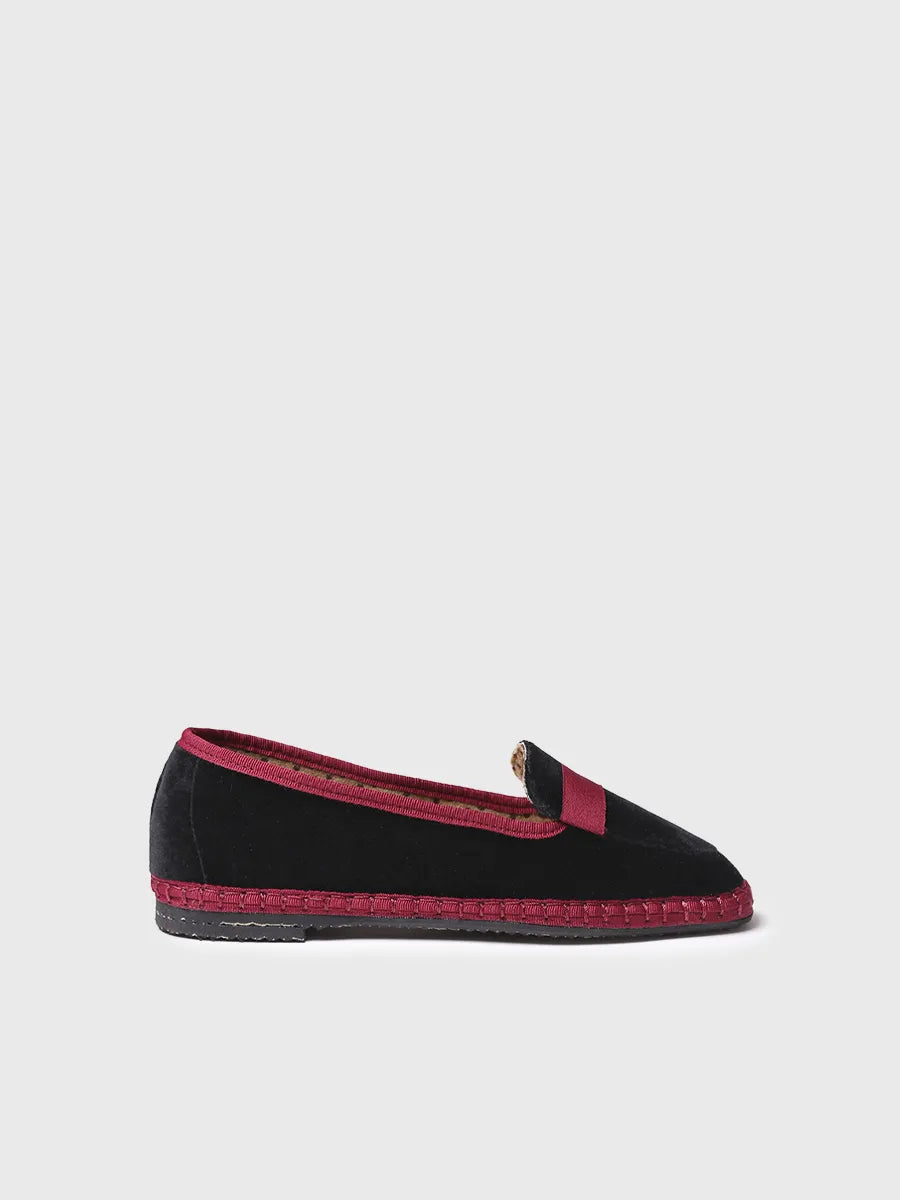 Women's black velvet loafers 