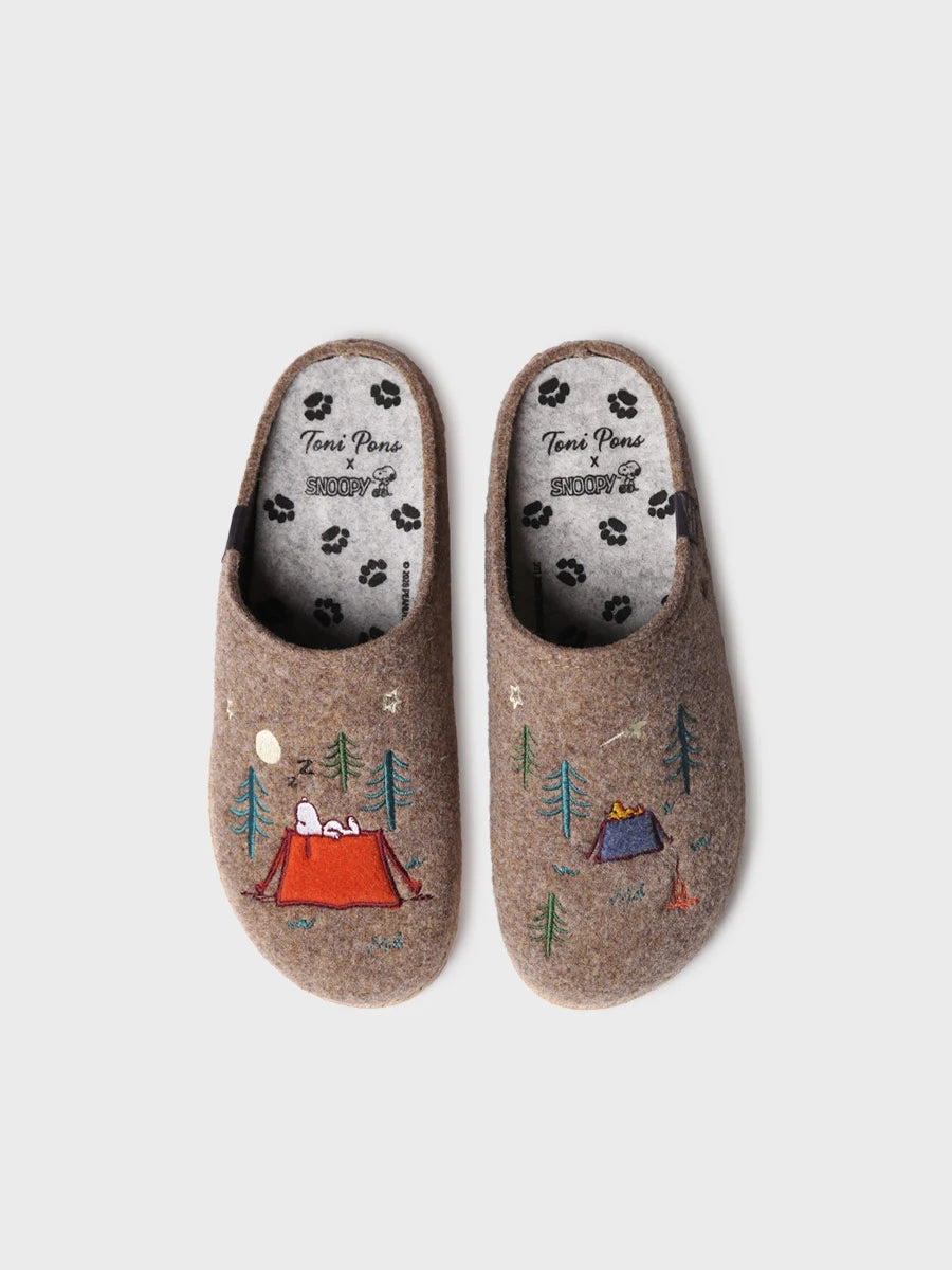 Zapatillas de casa hombre - Slipper en fieltro con bordados Snoopy | CHARLIE  - Toni Pons  