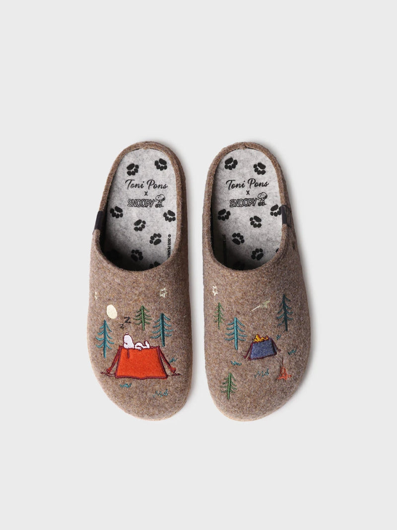 Zapatillas de casa hombre - Slipper en fieltro con bordados Snoopy | CHARLIE  - Toni Pons  