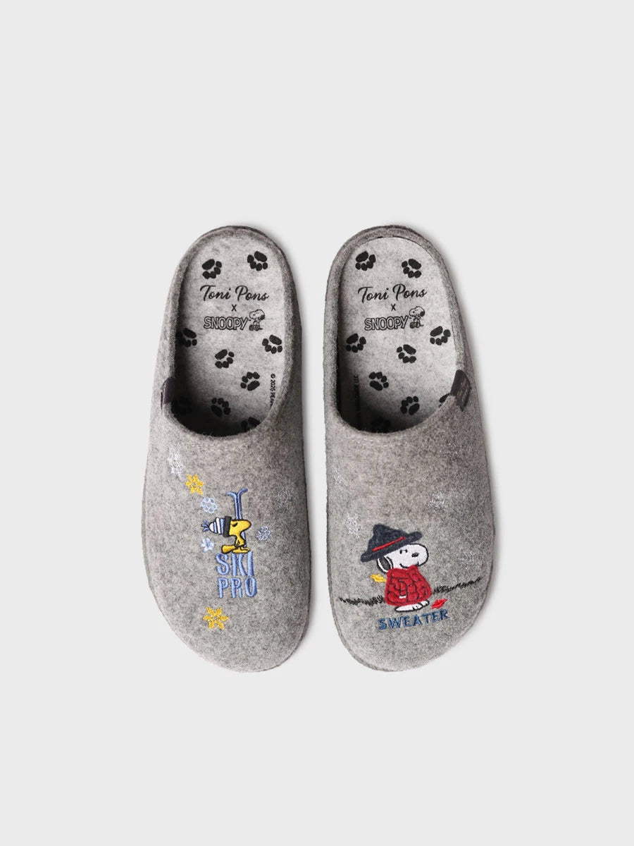 Zapatillas de casa hombre - Slipper en fieltro con bordados Snoopy | CHARLIE  - Toni Pons  