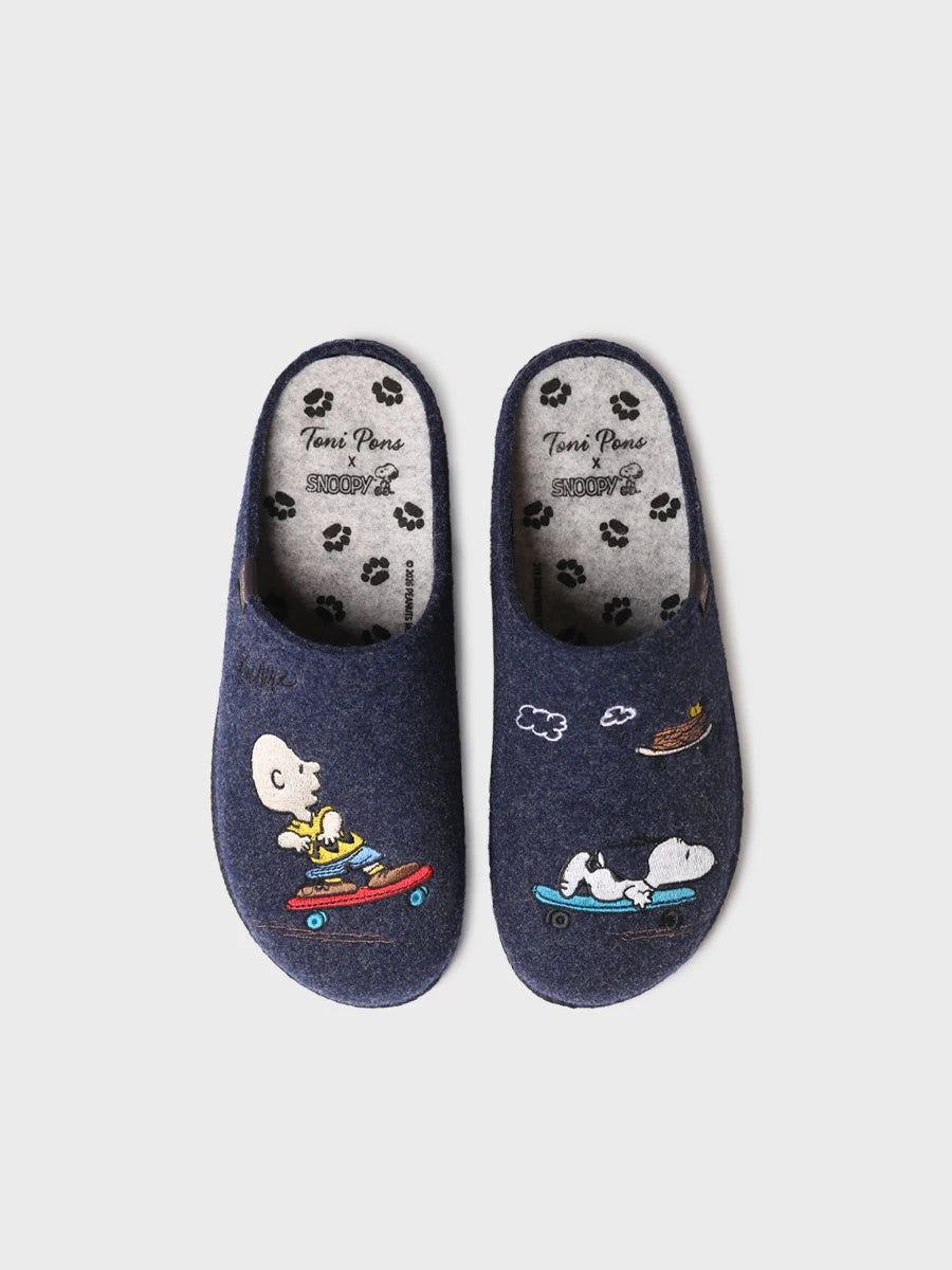 Zapatillas de casa hombre - Slipper en fieltro con bordados Snoopy | CHARLIE  - Toni Pons  