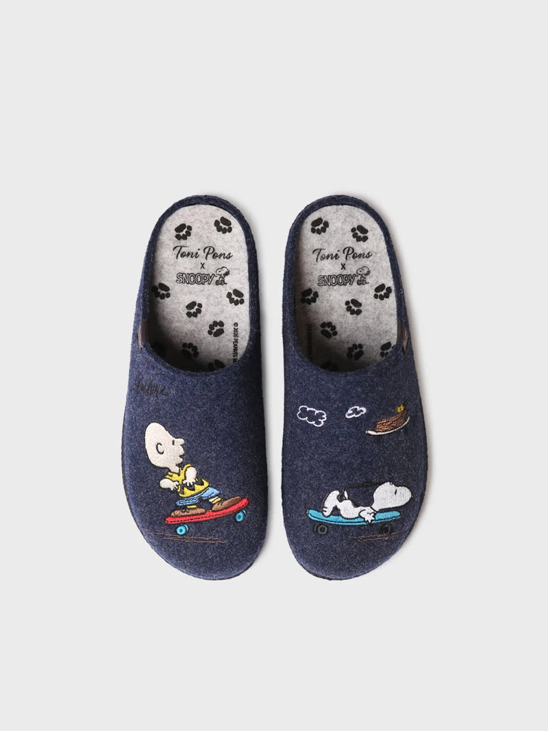 Zapatillas de casa hombre - Slipper en fieltro con bordados Snoopy | CHARLIE  - Toni Pons  