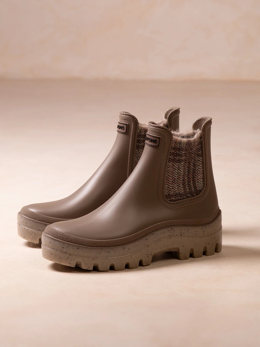 Women's rubber rain ankle boot with tweed elastics | CHARLOTTE