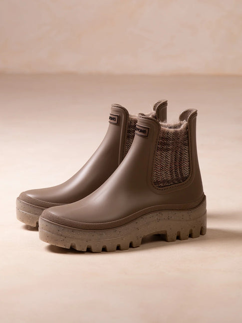 Women's rubber rain ankle boot with tweed elastics | CHARLOTTE