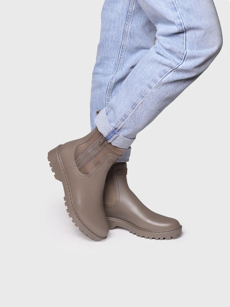 CLAIS - Women's Neoprene and Rubber rain Ankle boot in beige CLAIS - Women's Neoprene and Rubber rain Ankle boot in beige