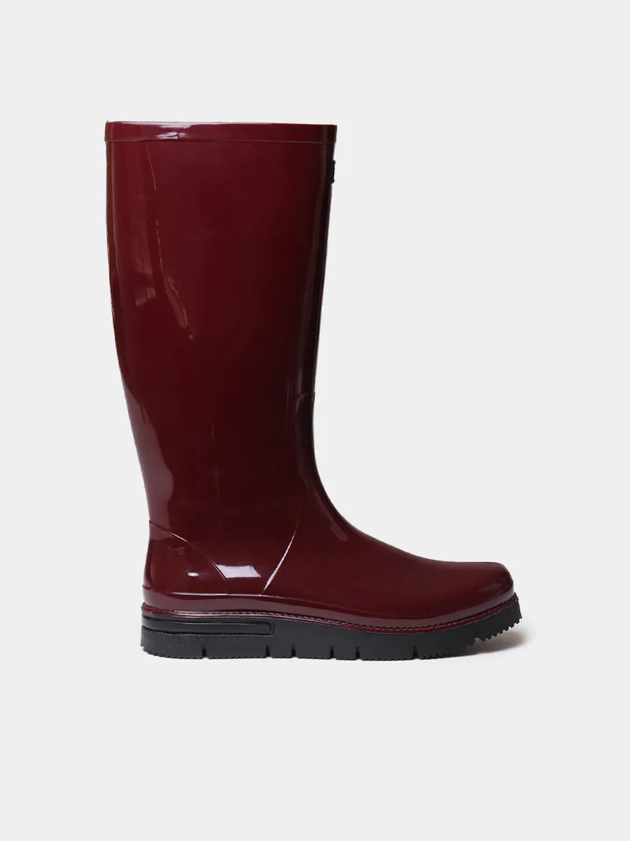 Women's Chelsea rain boots with shiny elastic side