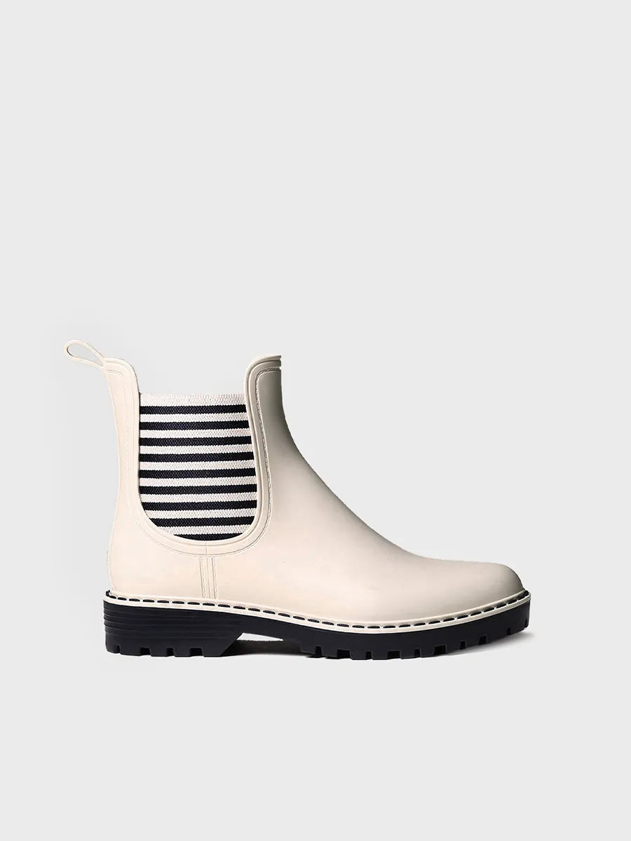 Bottines De Pluie COLBY Toni Pons Pour Femme - Caoutchouc Marine Ecru - Confortables Et Faciles à Enfiler