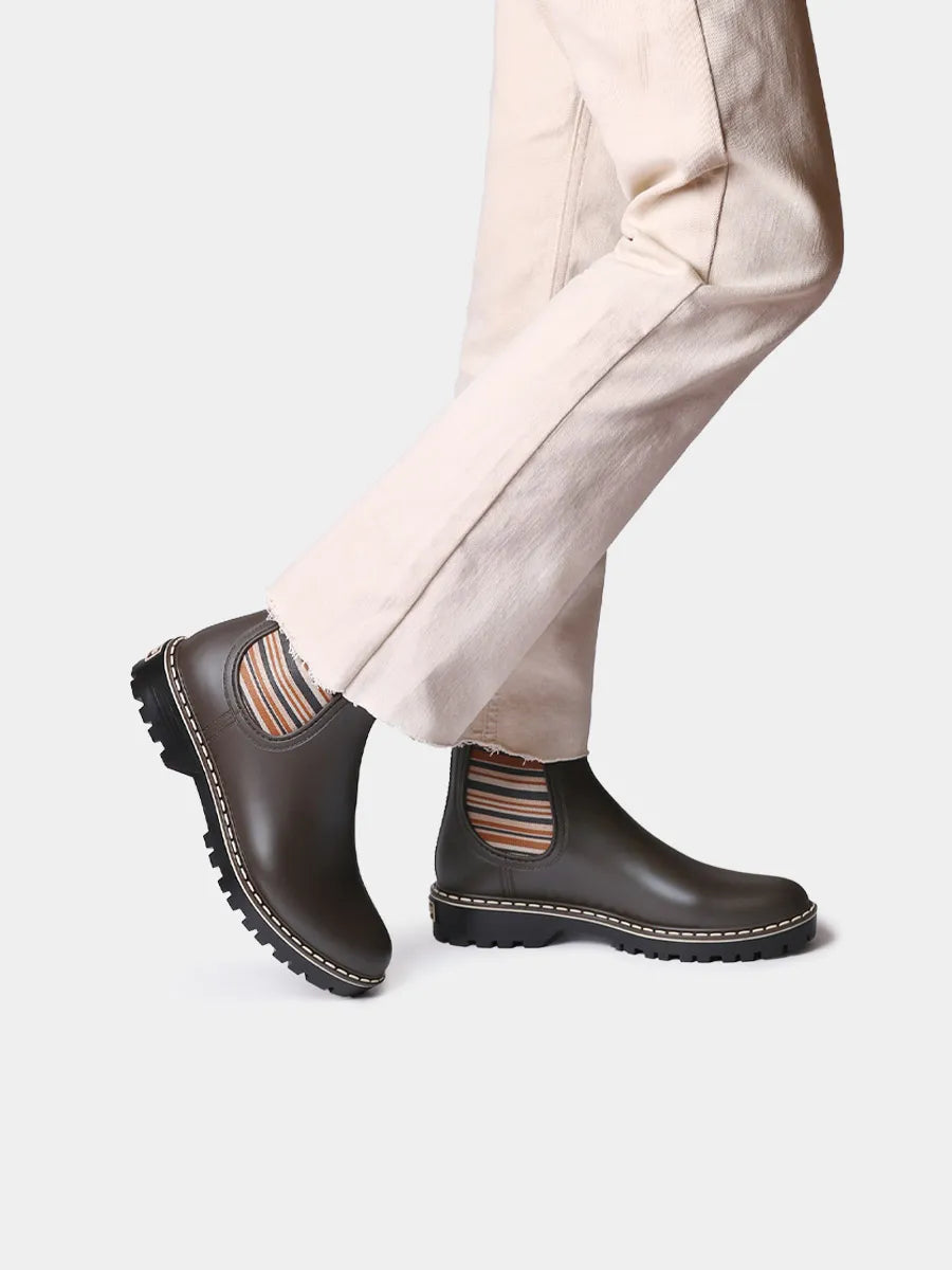 Women’s leather cowboy ankle boots with heel