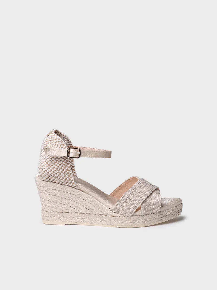 Open bridal espadrille with wedge and crossed straps