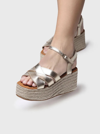 Gold platform sandal for women