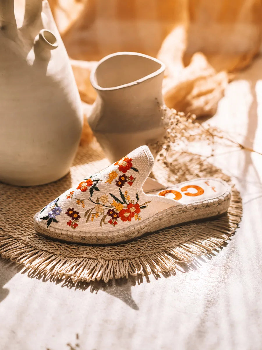 Espadrille ouverte brodée pour femme 